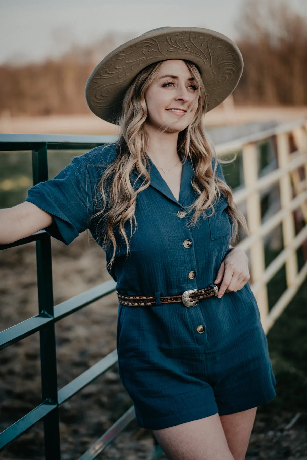 Skinny Vintage Brown Tooled Belt with Cream Buck Stitch by Double J Saddlery (1" tapered to 3/4")