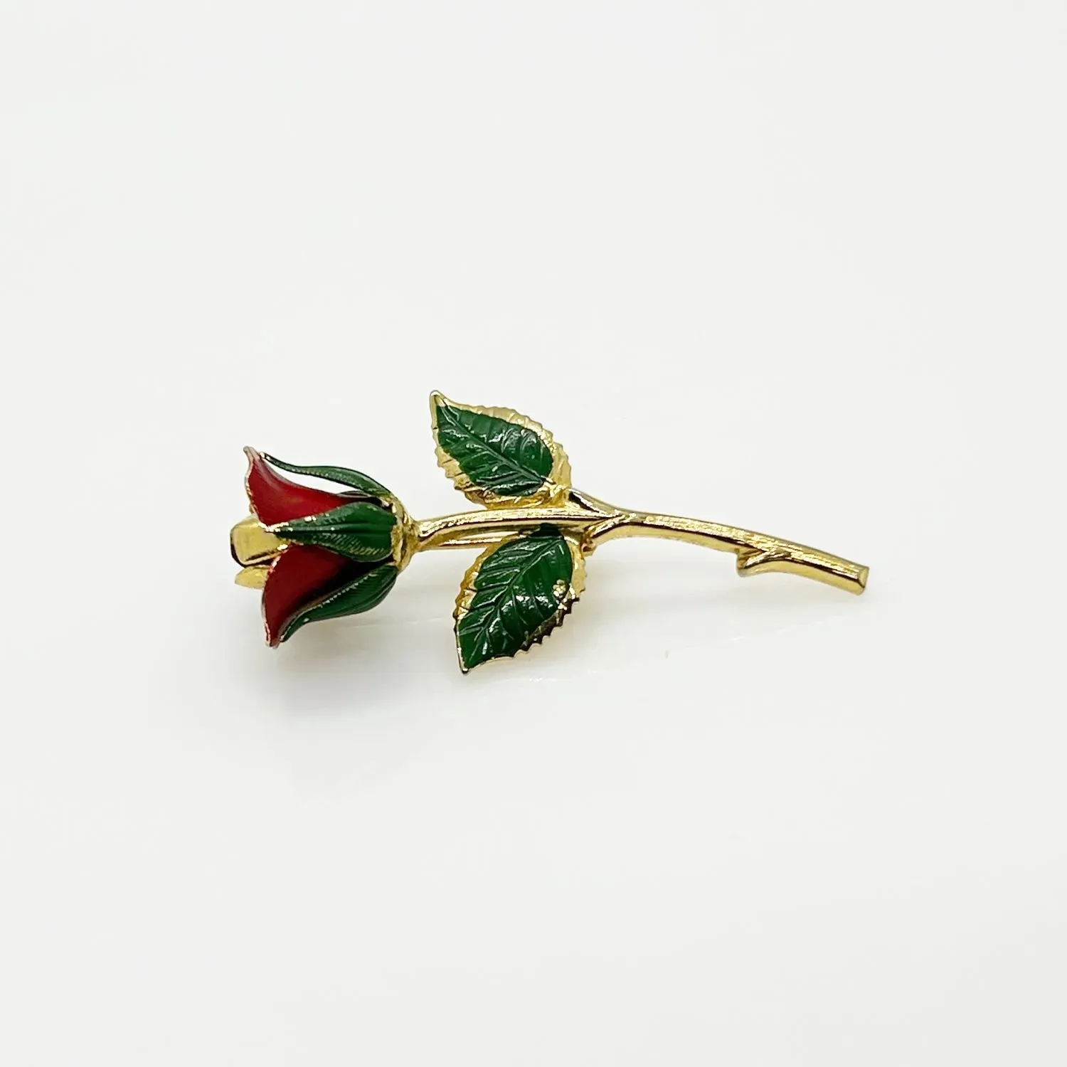 Small Vintage Red Rose Bud Brooch