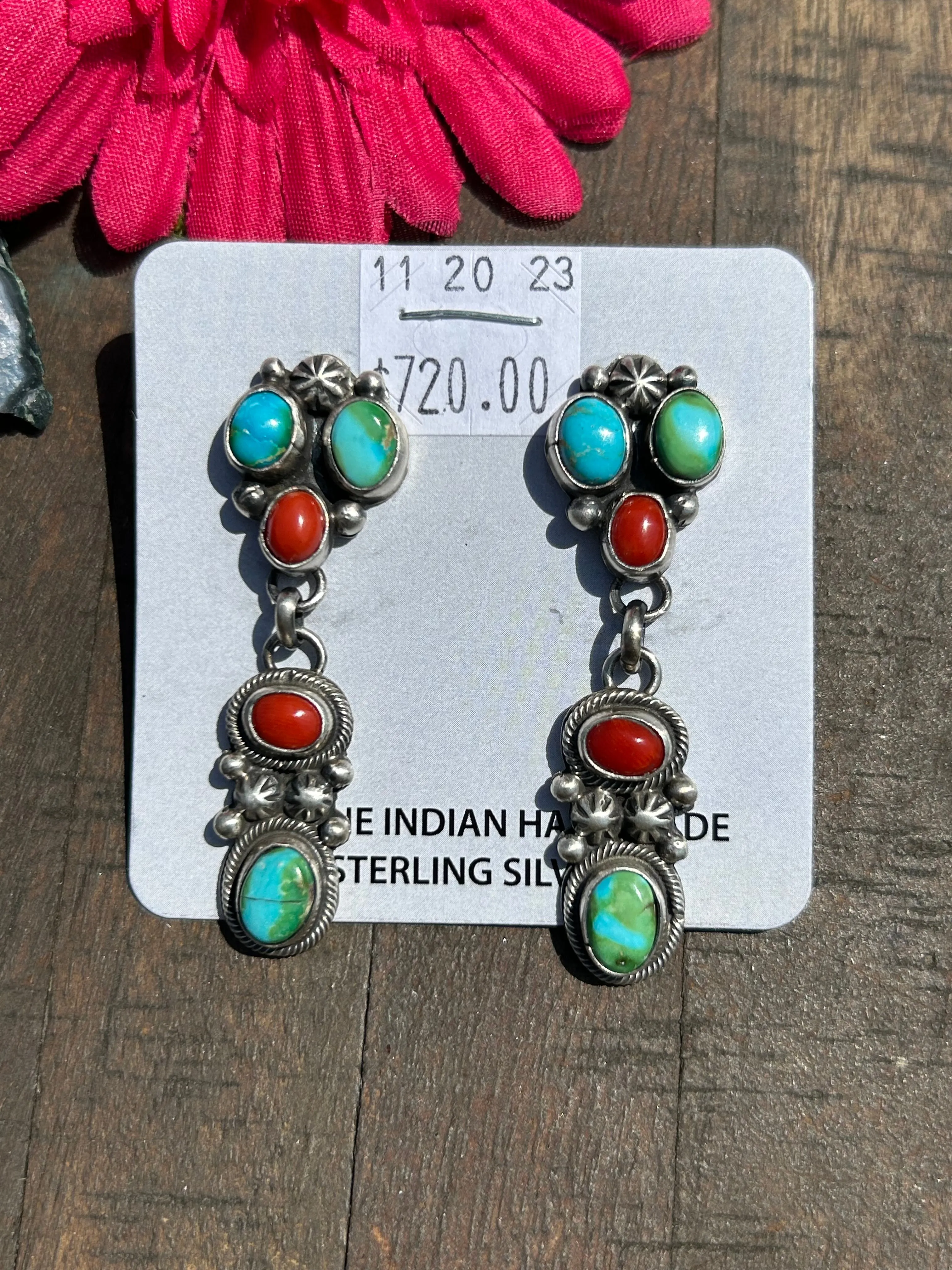 Sonoran and Coral Dangle Earrings