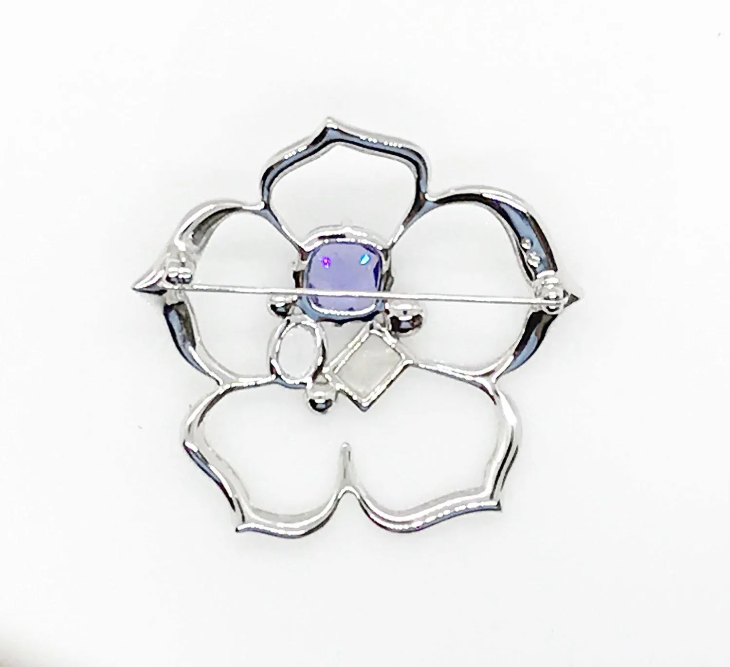 Sparkling Swarovski Flower Brooch with Lavender Center