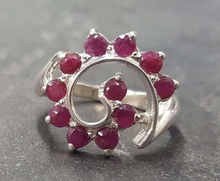 Spiral Ruby Ring - Genuine Ruby Ring - Red Swirl Ring