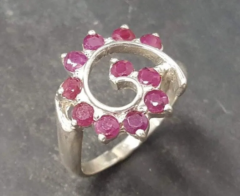 Spiral Ruby Ring - Genuine Ruby Ring - Red Swirl Ring