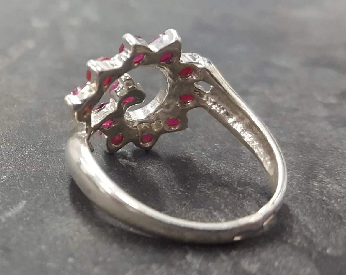 Spiral Ruby Ring - Genuine Ruby Ring - Red Swirl Ring