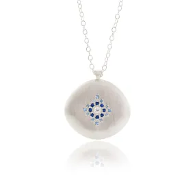 Star Light Pendant with Aquamarine, Sapphire and Diamond in Sterling Silver Necklace by Adel Chefridi