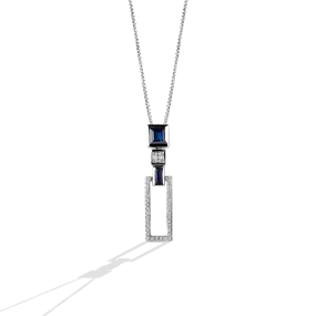 Star Wars™ Fine Jewelry R2 SERIES WOMEN'S PENDANT 1/4 CT.TW. White Diamonds and Blue Sapphire Silver