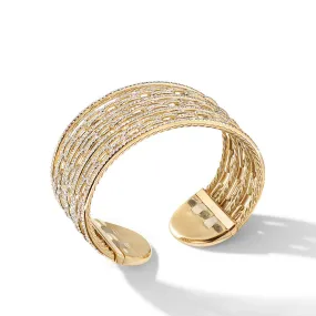 Stax Cuff Bracelet in 18K Yellow Gold with Pave Diamonds