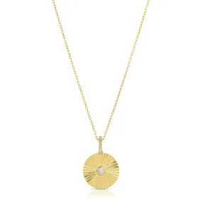 Sterling Silver 14K Gold Plated CZ Stone Necklace