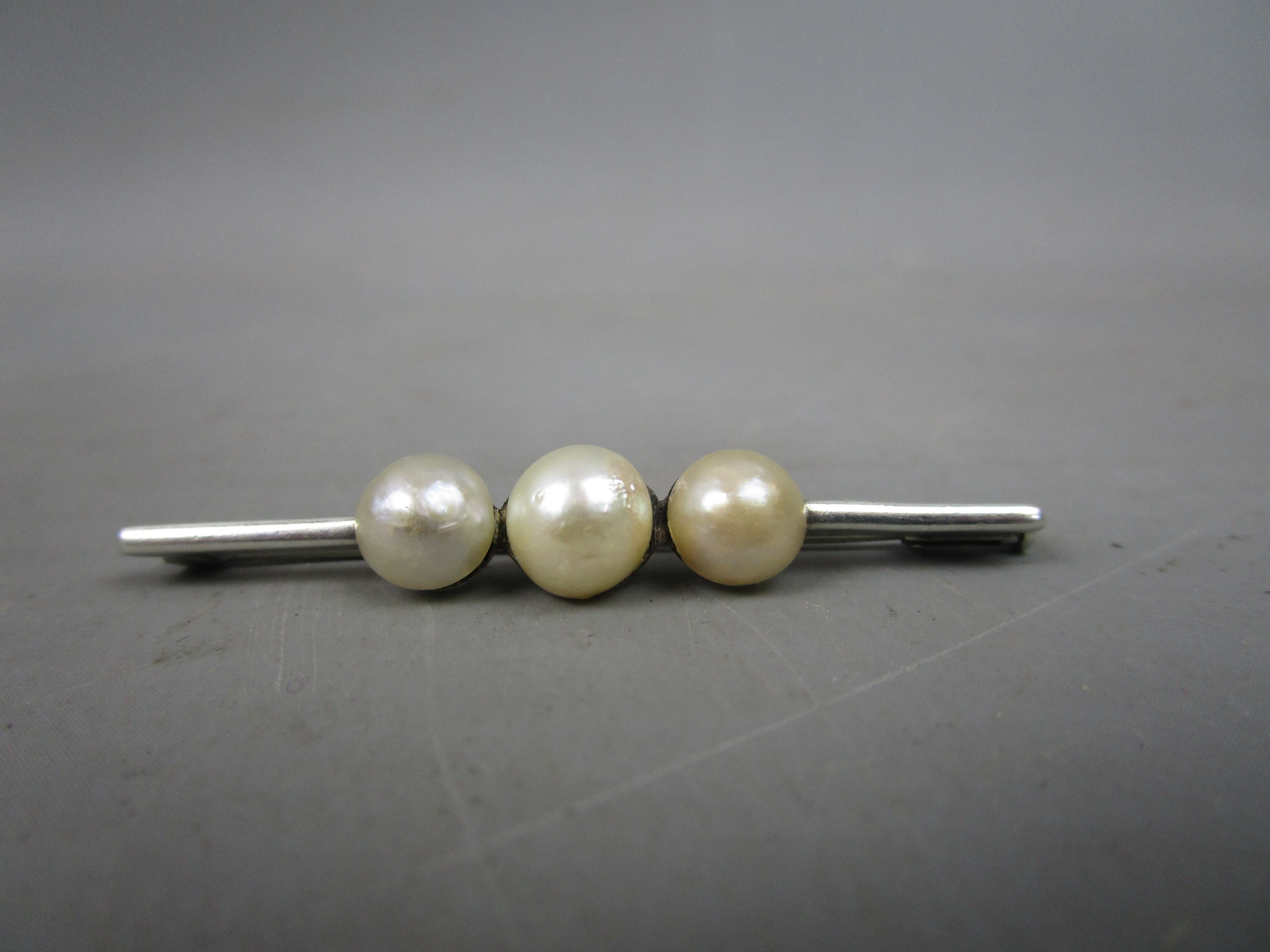 Sterling Silver & Three Pearl Brooch Antique Edwardian c1910