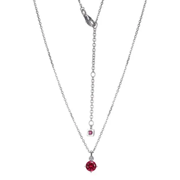 Sterling Silver Created Ruby Solitaire Pendant