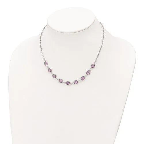 Sterling Silver Genuine Amethyst 9 Stone Necklace