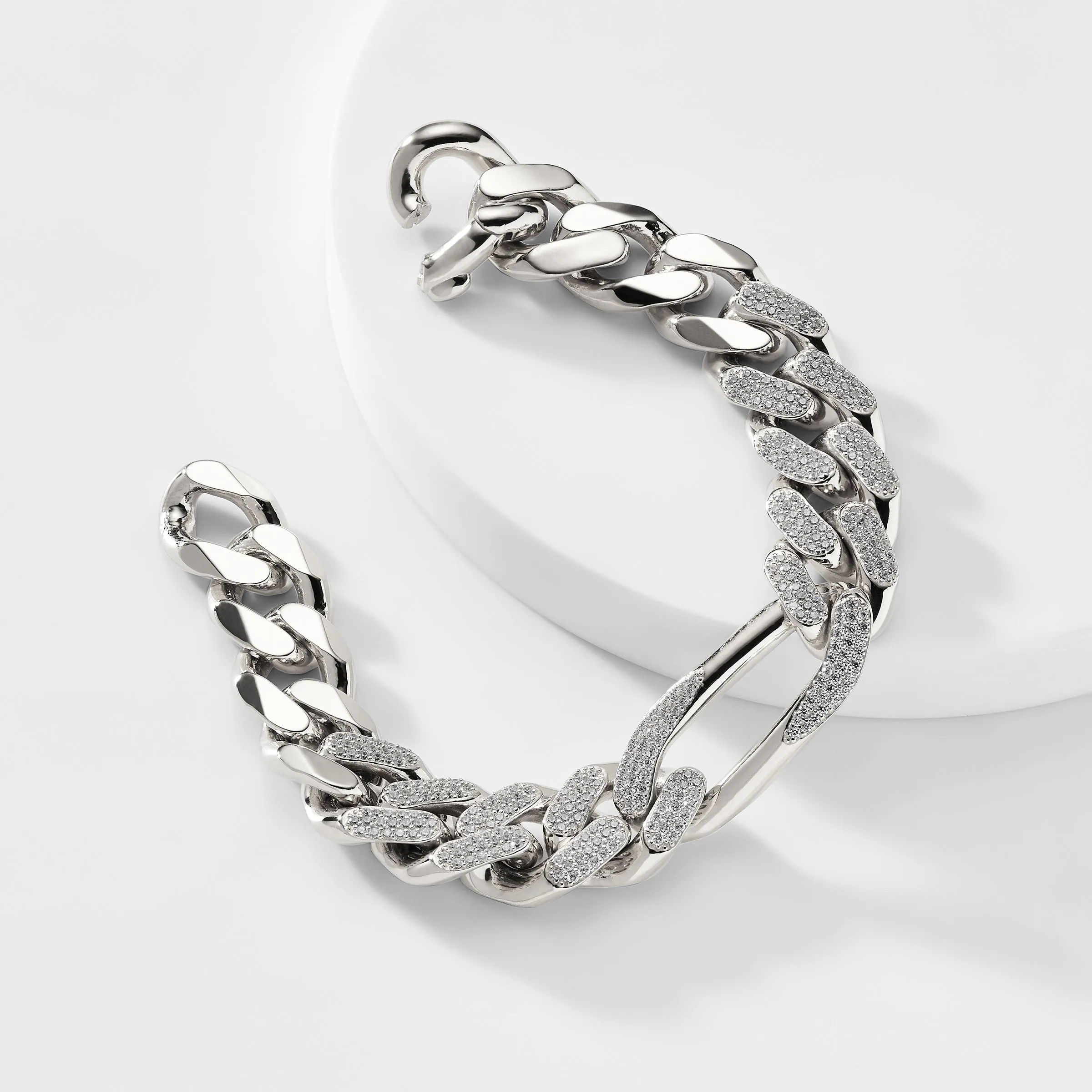 STERLING SILVER HIGHLIGHT LARGE CURB CHAIN BRACELET