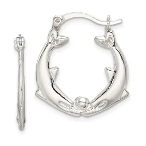 Sterling Silver Kissing Dolphins Hoop Earrings