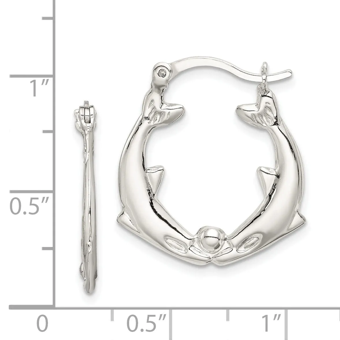 Sterling Silver Kissing Dolphins Hoop Earrings