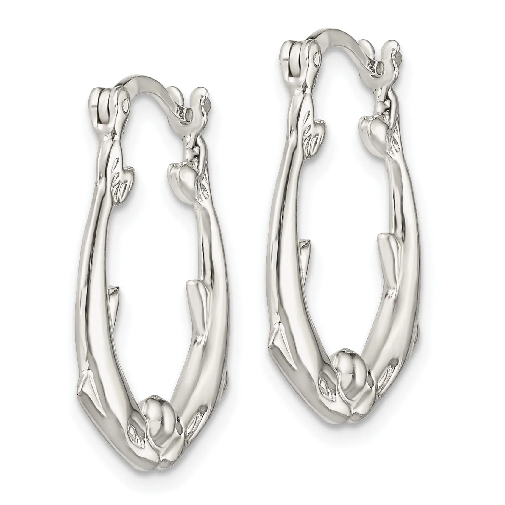 Sterling Silver Kissing Dolphins Hoop Earrings