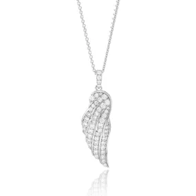 Sterling Silver Rhodium Plated Cubic Zirconia On Angel Wings Pendant On 40 5cm Chain