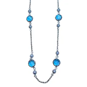 Sterling Silver Rock Crystal & Aquamarine Necklace