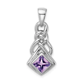 Sterling Silver Square Amethyst Knot Pendant