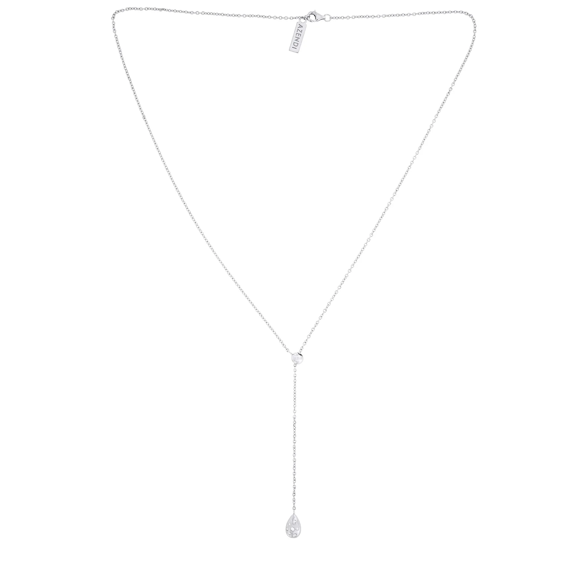 Sterling Silver Teardrop Adjustable Lariat Necklace