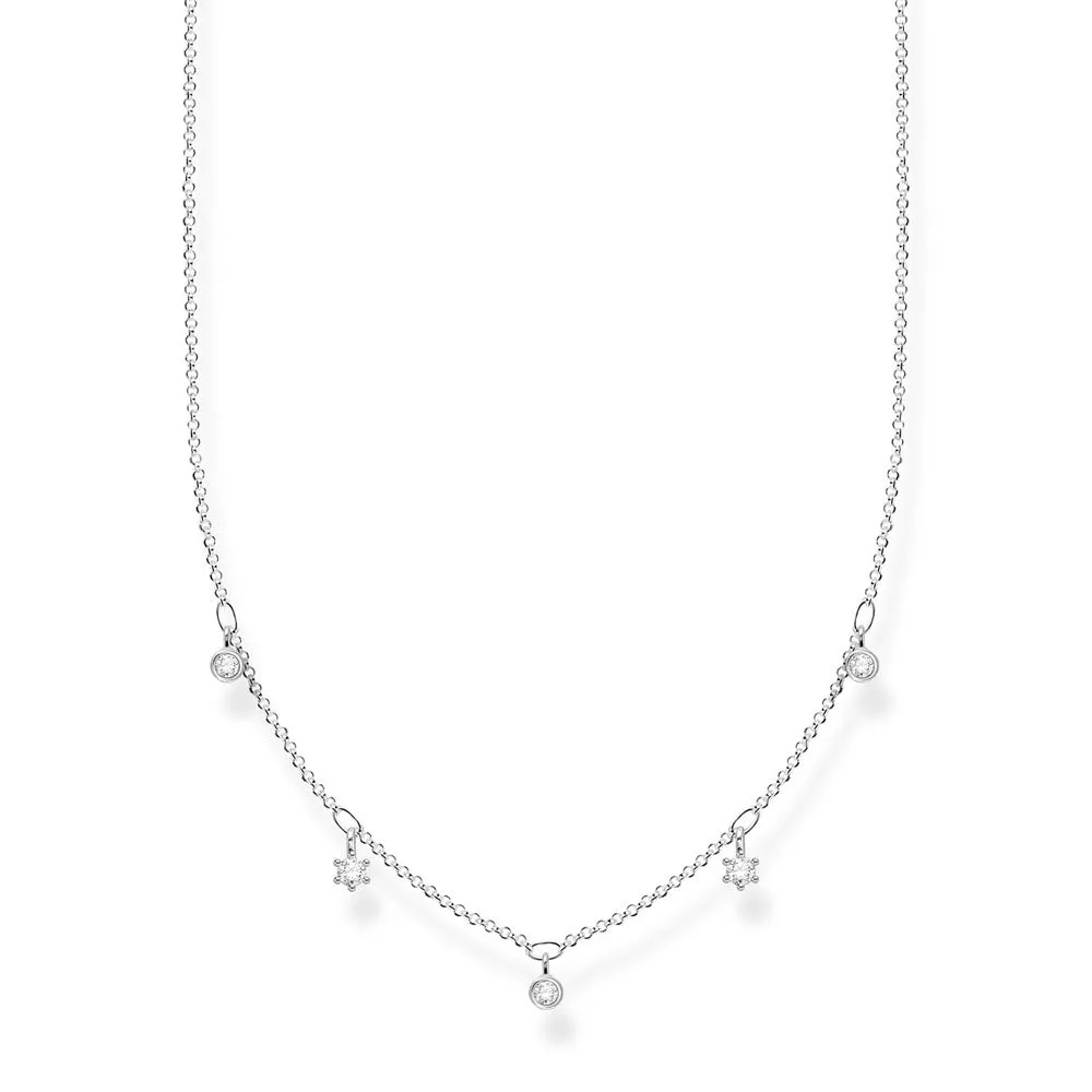 Sterling Silver Thomas Sabo Charm Club Zirconia Necklace 40-45cm