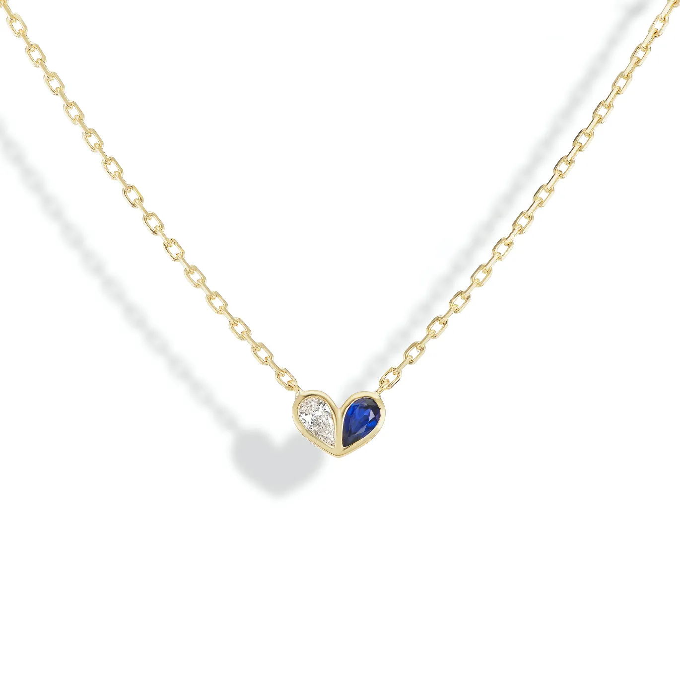 Sweetheart Necklace Diamond & Blue Sapphire