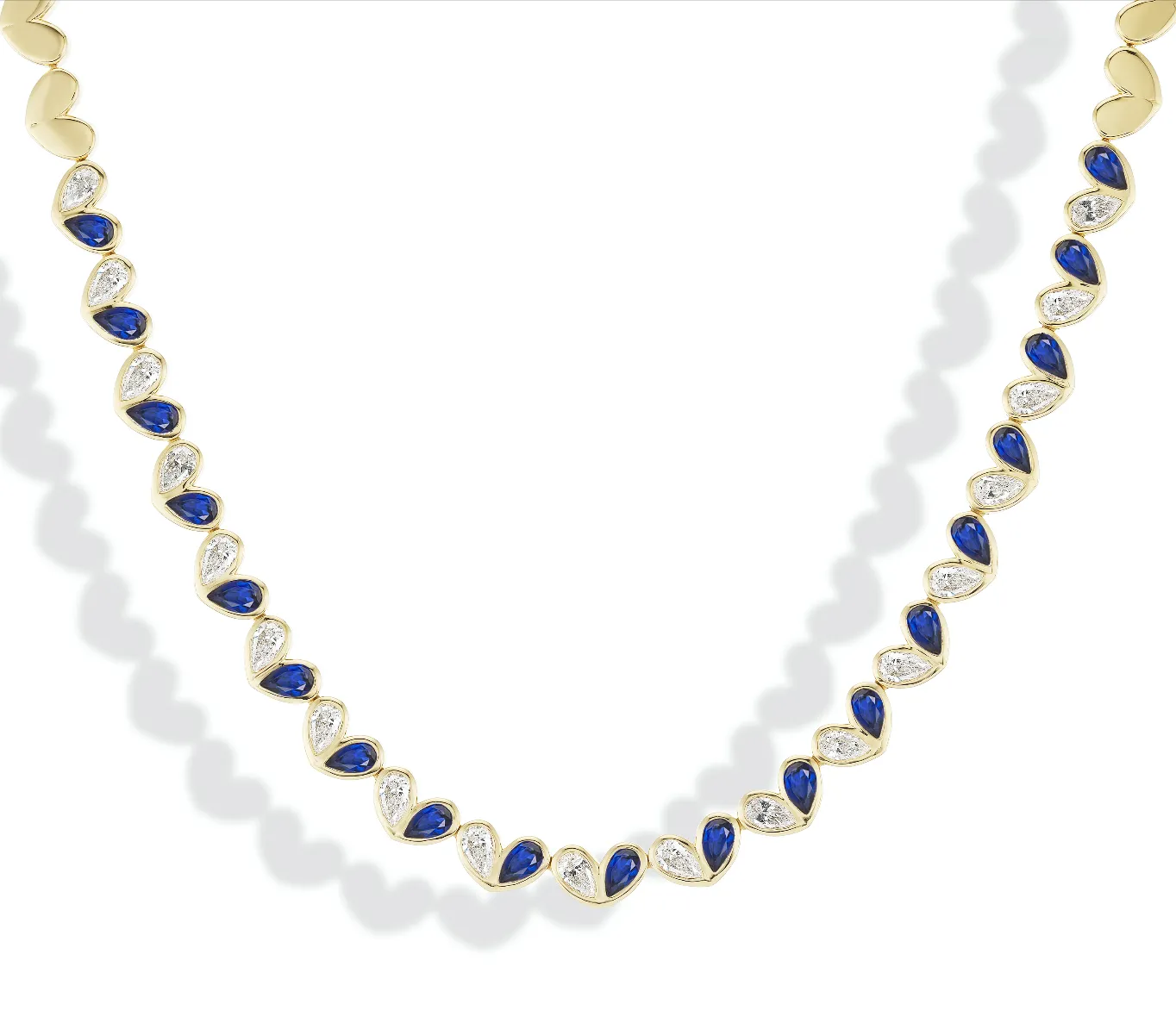 Sweetheart Tennis Necklace Diamond & Blue Sapphire