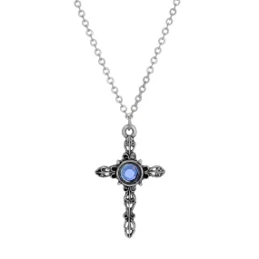 Symbols Of Faith Sapphire Crystal Cross Pendant Necklace 18"