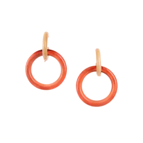 Tagua Women's Poppy Coral Ring of Life Earrings