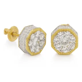 The 14K Gold .925 Sterling Silver Hexagon Stud Earrings