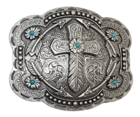 The "Feather Cross" Belt Buckle