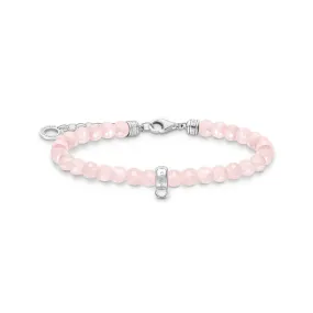 Thomas Sabo Charm Club Sterling Silver Rose Quartz Bead Charm 16-19cm Bracelet