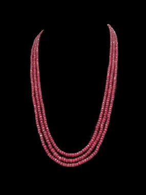 Three layer natural ruby beads necklace ( READY TO SHIP )