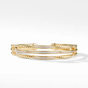 Tides Three Row Cuff Bracelet in 18K Yellow Gold with Diamonds