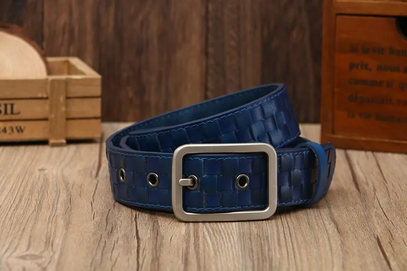 Tidy Square Shape Woven Leather Men Belt