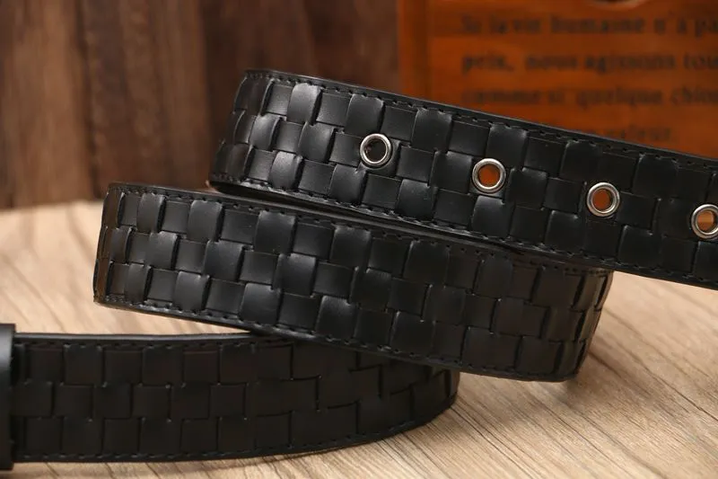 Tidy Square Shape Woven Leather Men Belt