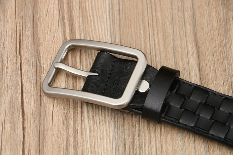 Tidy Square Shape Woven Leather Men Belt