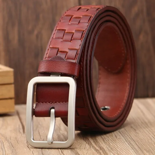 Tidy Square Shape Woven Leather Men Belt