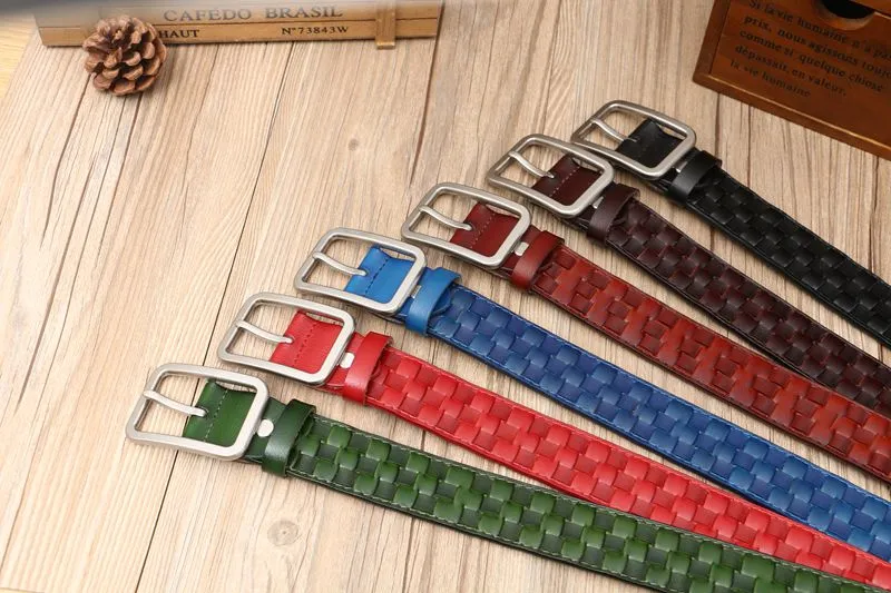 Tidy Square Shape Woven Leather Men Belt