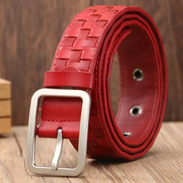 Tidy Square Shape Woven Leather Men Belt