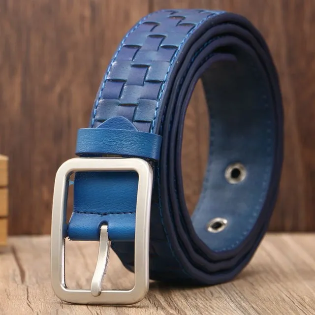 Tidy Square Shape Woven Leather Men Belt