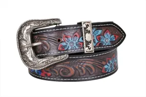 TLP MAHARAJA Leather Belt for Men Colour-Brown / Blue (SKU BELT-10033)