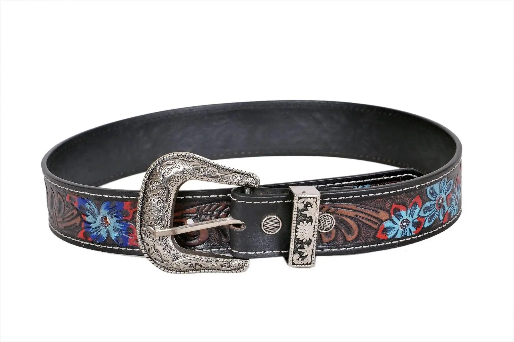 TLP MAHARAJA Leather Belt for Men Colour-Brown / Blue (SKU BELT-10033)