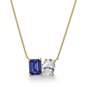 Toi et Moi Tru-Sapphire and Oval Necklace