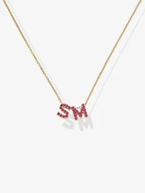 Two Ruby Letters Necklace