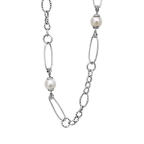 Two-Tone Pearl Oval Link Necklace