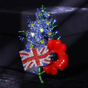 Unisex Multi Colour Union Flag Poppy Brooch