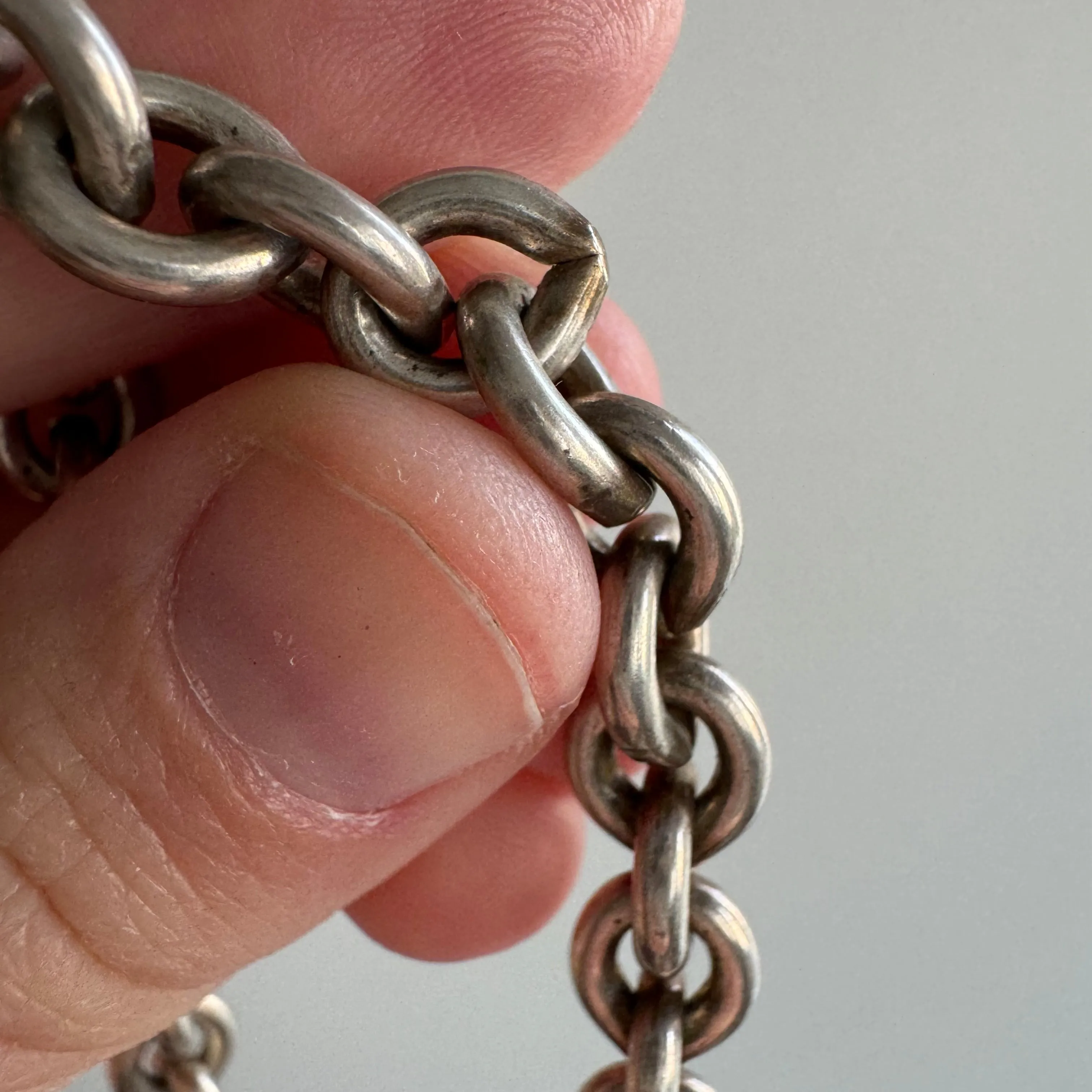 V I N T A G E // chunky cable / sterling silver chunky cable chain bracelet / 7", 23g