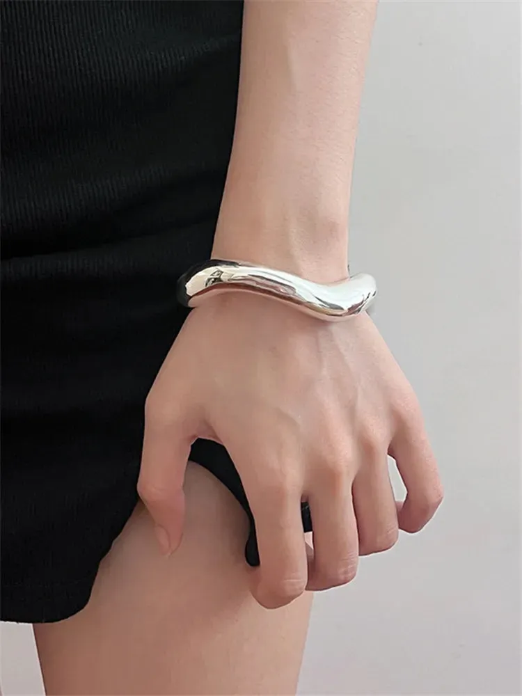 VAIGE Geometric Irregular Metal Cuff Bracelet - Platinum Plated Zinc Alloy with Multiple Functionality for Mood and Period Tracking