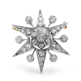 Victorian Diamond, Silver & Gold Star Brooch