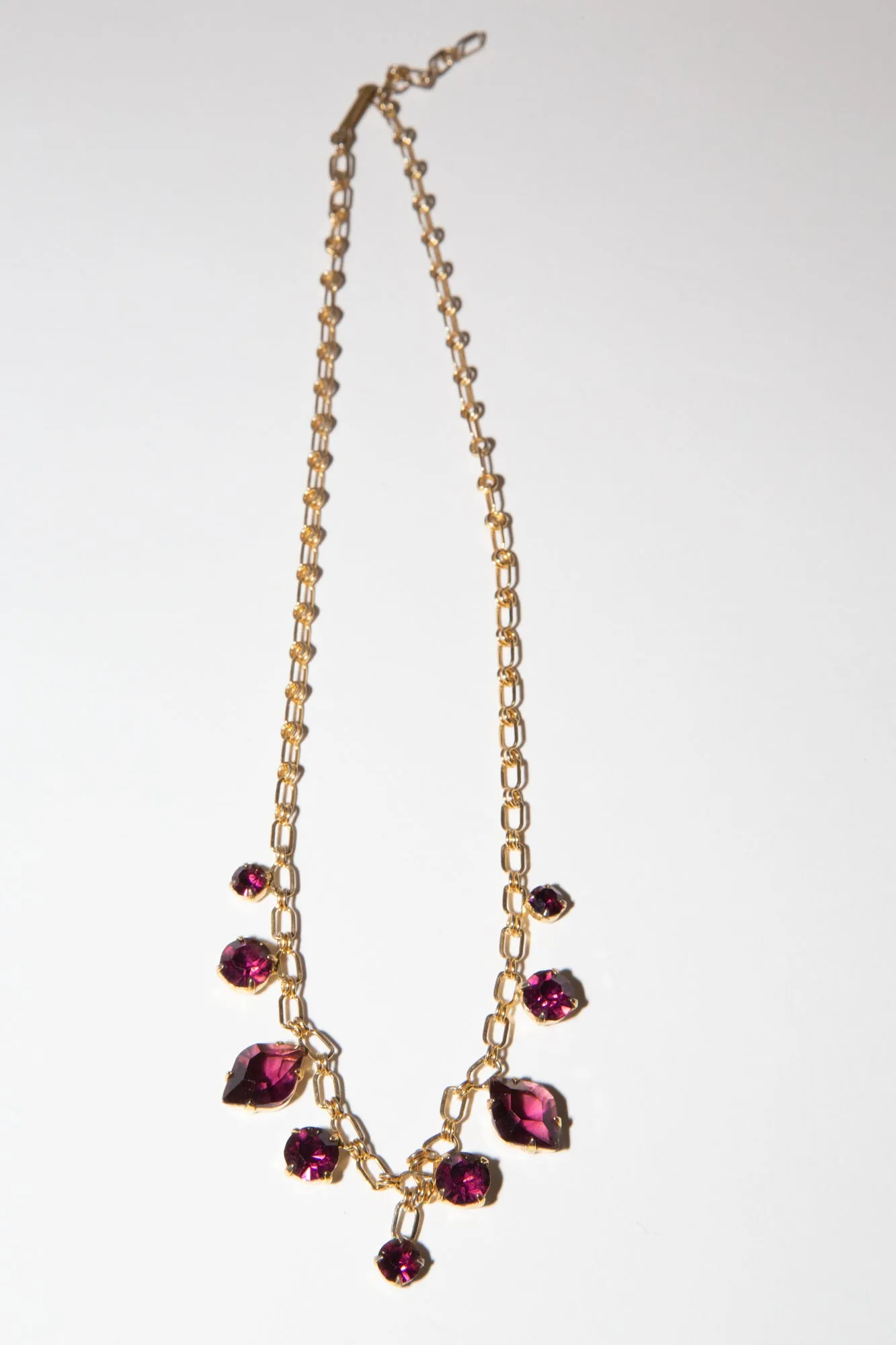 Vintage 1950s Amethyst Crystal Charm Necklace