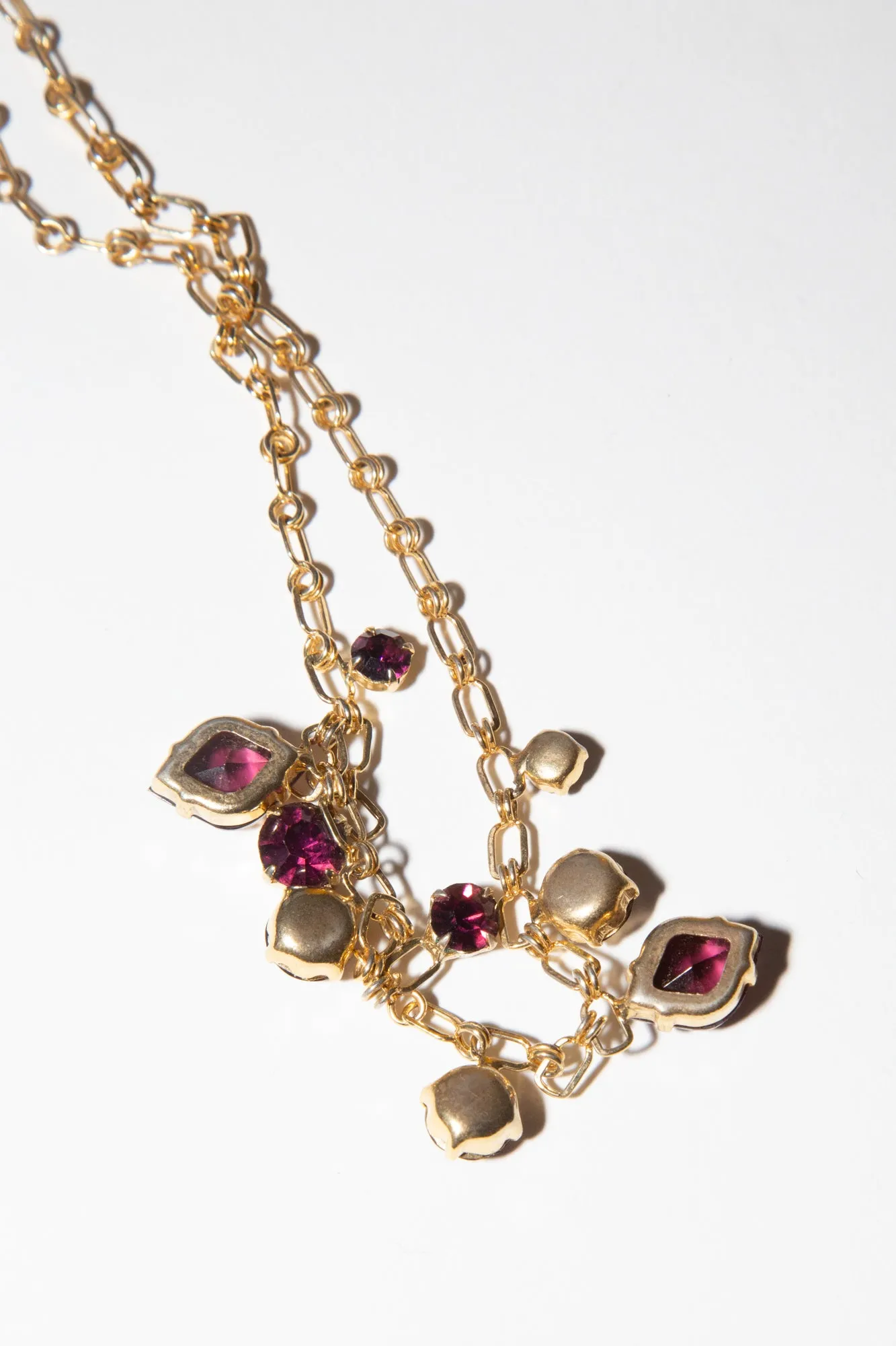 Vintage 1950s Amethyst Crystal Charm Necklace